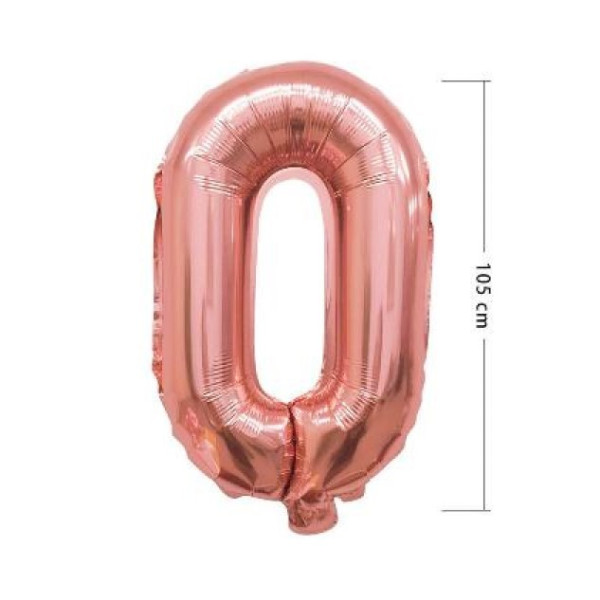 'Globo Foil de Número 0 de 105 Centímetros de color Oro Rosa