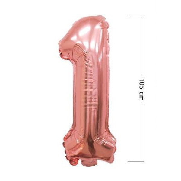Globo Foil de Número 1 de 105 Centímetros de color Oro Rosa