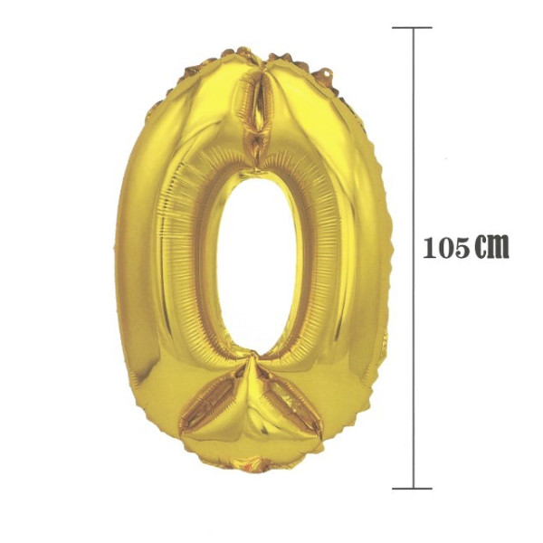 'Globo Foil de Número 0 de 105 Centímetros de color Oro