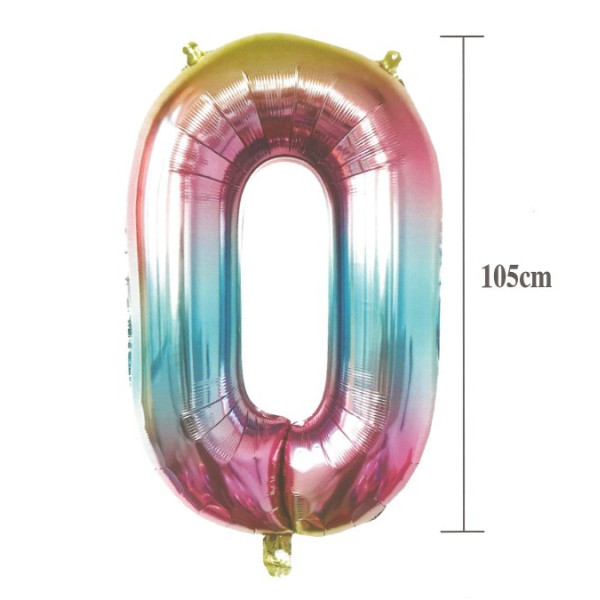 'Globo Foil de Número 0 de 105 Centímetros Multicolor