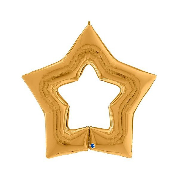Globo Foil de Estrella figura abierta de 120 Centímetros de color Oro