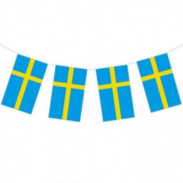 Guirnalda de Bandera Suecia de Plástico de 20 x 30 Centímetros 50 Metros