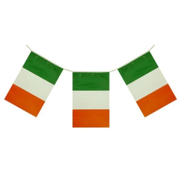 .Guirnalda de Bandera Irlanda de Plástico de 20 x 30 Centímetros 50 Metros