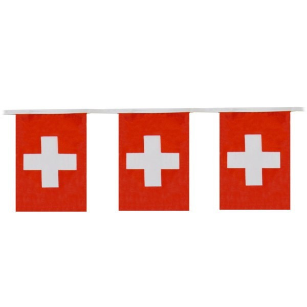 Guirnalda de Bandera Suiza de Plástico de 20 x 30 Centímetros 50 Metros