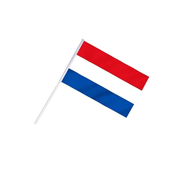 Bandera de Países Bajos de Plástico de 20 x 30 Centímetros con Palo