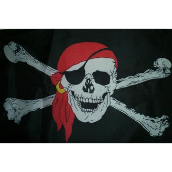 Bandera de Pirata con Pañuelo de 90 x 150 Centímetros de Poliéster para Interior