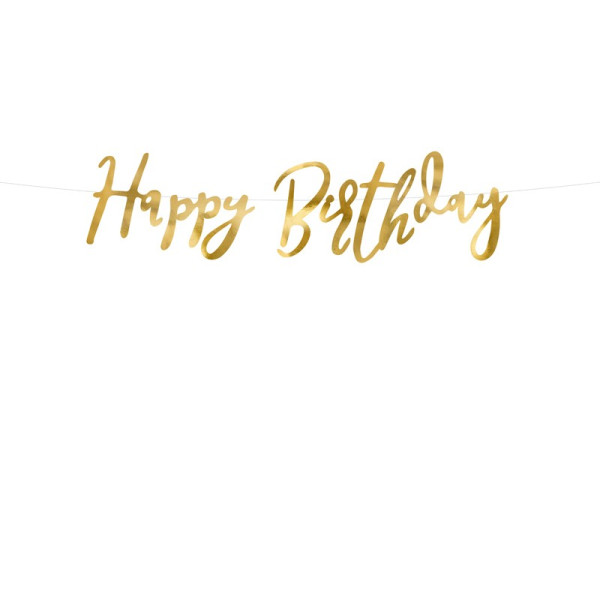 Guirnalda de Happy Birthday de 16,5 x 62 Centímetros de color Oro