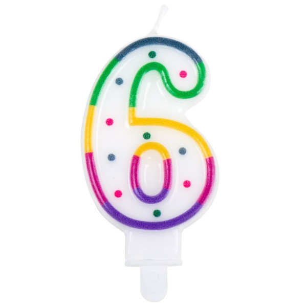 Vela de Cumpleaños Número 6 Multicolor