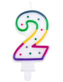 Vela de Cumpleaños Número 2 Multicolor