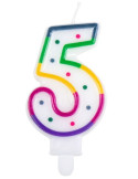 Vela de Cumpleaños Número 5 Multicolor