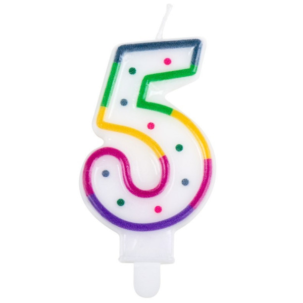Vela de Cumpleaños Número 5 Multicolor