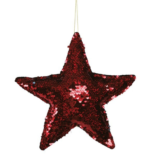 Estrella de 20 Centímetros con Lentejuelas de color Rojo