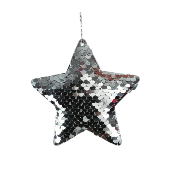 Estrella 2 Unidades de 8 Centímetros con Lentejuelas de color Plata