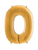 Globo Foil de Número 0 de 66 Centímetros de color Oro