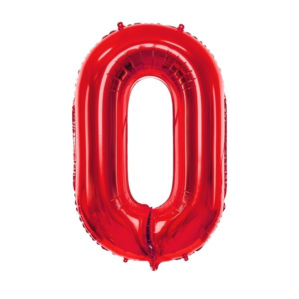 'Globo Foil de Número 0 de 86 Centímetros de color Rojo