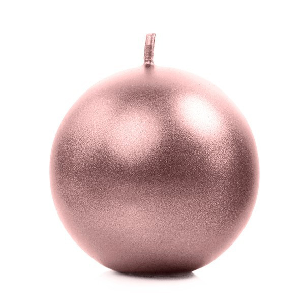 Vela de Esfera 6 Unidades de 8 Centímetros de color Oro Rosa Metálico