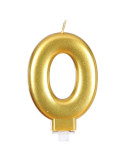 Vela de Cumpleaños Número 0 de 8 Centímetros de color Oro Metálico