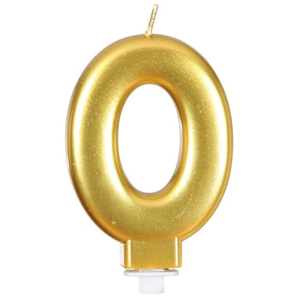 Vela de Cumpleaños Número 0 de 8 Centímetros de color Oro Metálico
