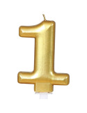 Vela de Cumpleaños Número 1 de 8 Centímetros de color Oro Metálico