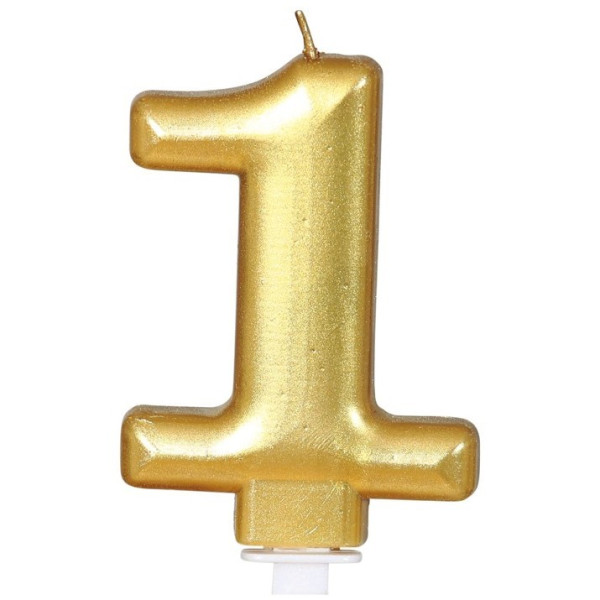 Vela de Cumpleaños Número 1 de 8 Centímetros de color Oro Metálico