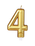 Vela de Cumpleaños Número 4 de 8 Centímetros de color Oro Metálico