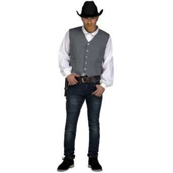 Chaleco de Vaquero de color Gris para Adulto