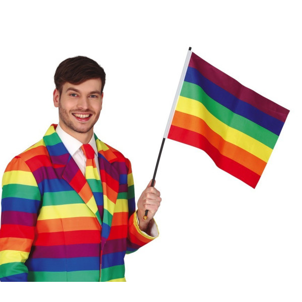 Bandera de Rainbow de 35 x 45 Centímetros con Palo