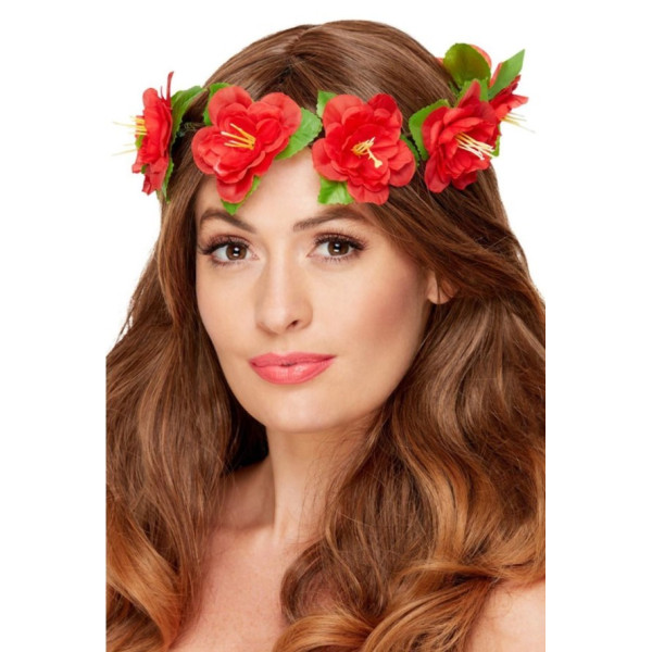 Corona de Flores Hawaianas de color Rojo