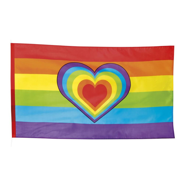 Bandera de Arco Iris con Corazón de 90 x 150 Centímetros