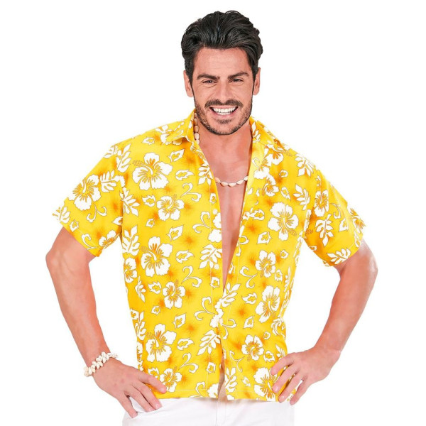 Camisa Hawaiana de color Amarillo para Adulto
