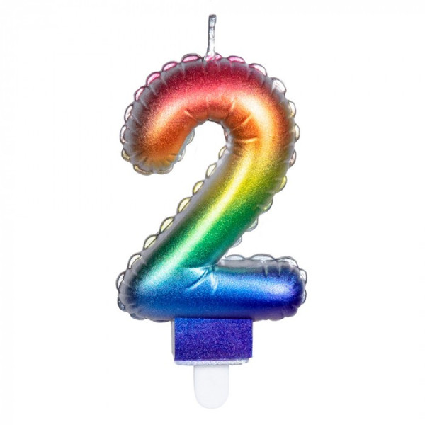 Vela Cumpleaños de Número 2 Rainbow