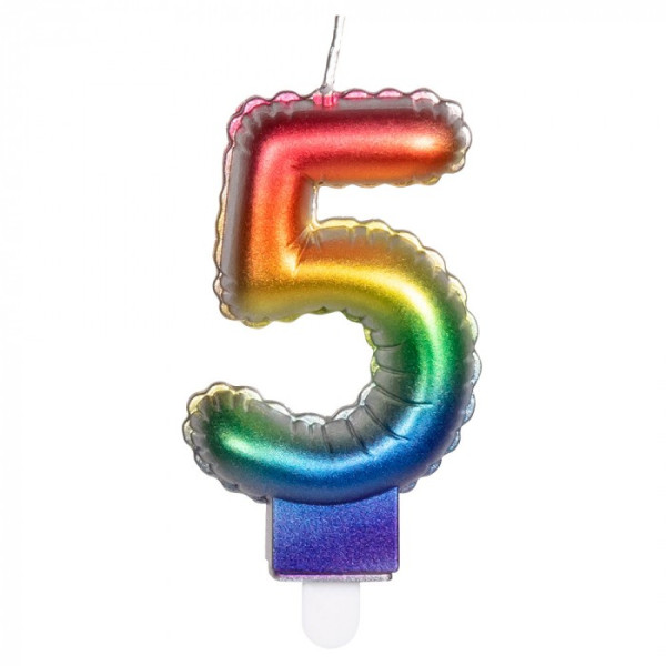Vela Cumpleaños de Número 5 Rainbow