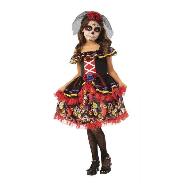Disfraz de Catrinita Deluxe del Día de los Muertos Mexicano Infantil