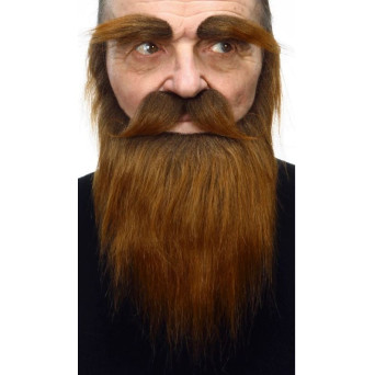 Barba Marrón con Bigote y Cejas para Adulto