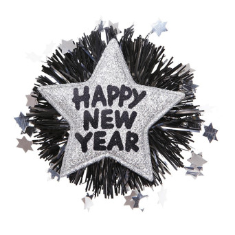 Broche de Happy New Year de color Plata