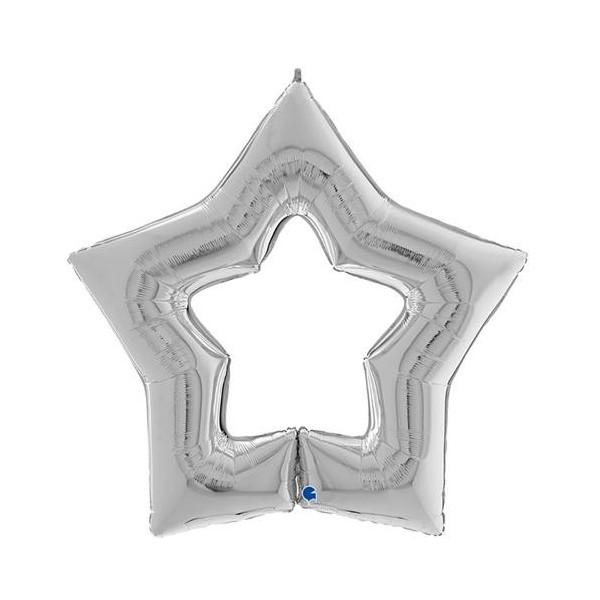 Globo Foil de Estrella figura abierta de 120 Centímetros de color Plata