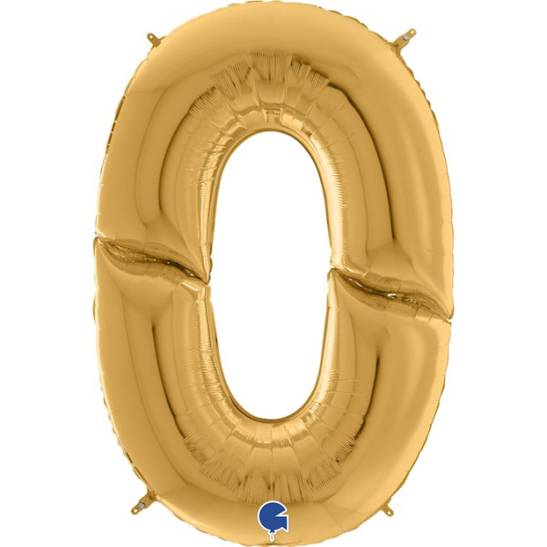 Globo Foil de Número 0 de 163 Centímetros de color Oro
