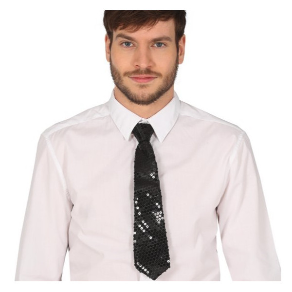 Corbata de color Negro de 35 Centímetros con Lentejuelas