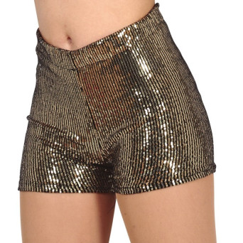 Pantalón Corto de Lentejuelas de color Oro para Adulto