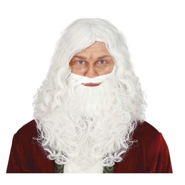 Peluca Blanca de Papá Noel Extra con Barba para Adulto
