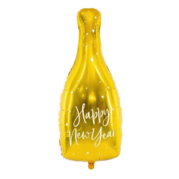  Globo Foil de Botella Happy New Year de color Oro de 32 x 82 Centímetros