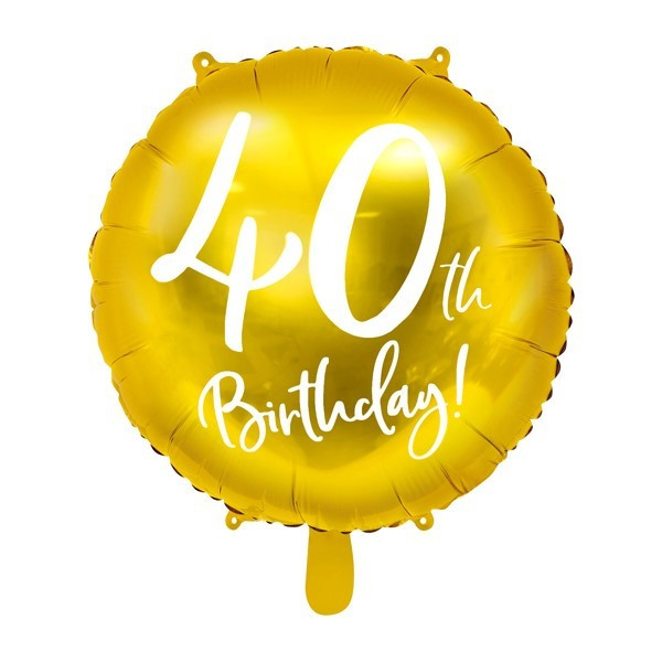 Globo Foil de 40th Birthday de 45 Centímetros de color Oro