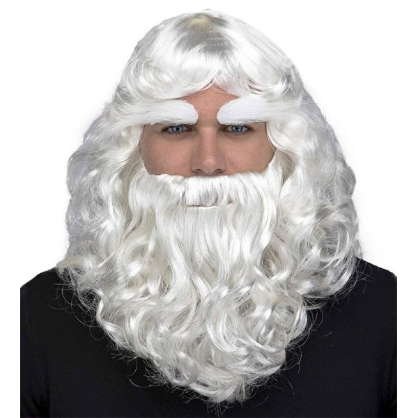 Peluca Blanca de Papá Noel con Barba y Cejas para Adulto