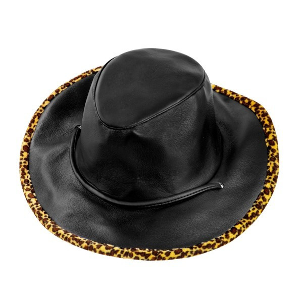 Sombrero de Vaquero con Borde de Leopardo para Adulto