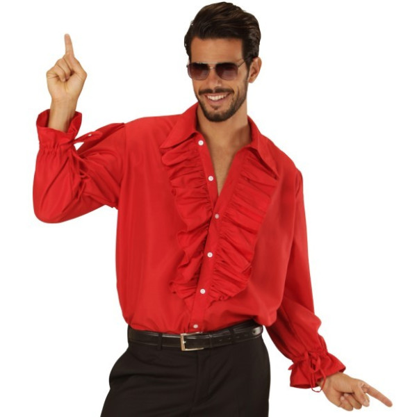 Camisa de color Rojo con Fruncidos para Adulto