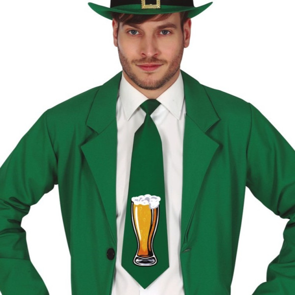 Corbata de Cerveza de color Verde para Adulto