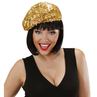 Boina de color Oro con Lentejuelas para Adulto