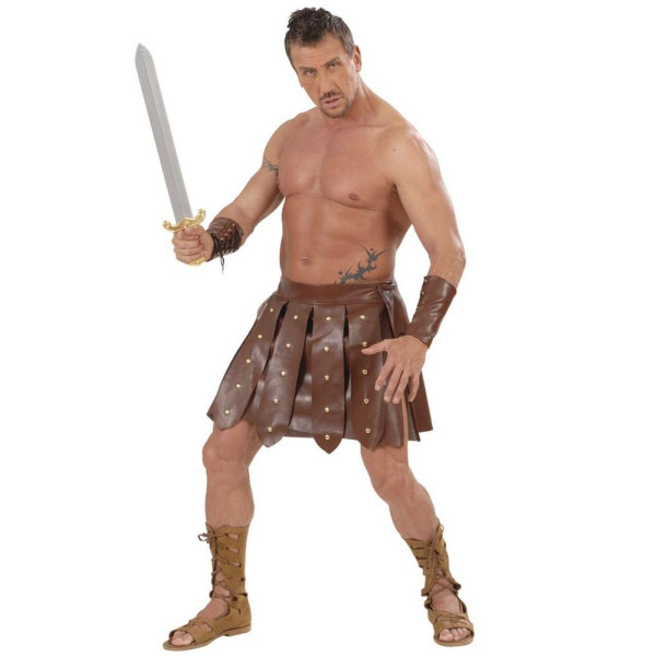 Falda de Gladiador de color Marrón con Muñequeras para Adulto