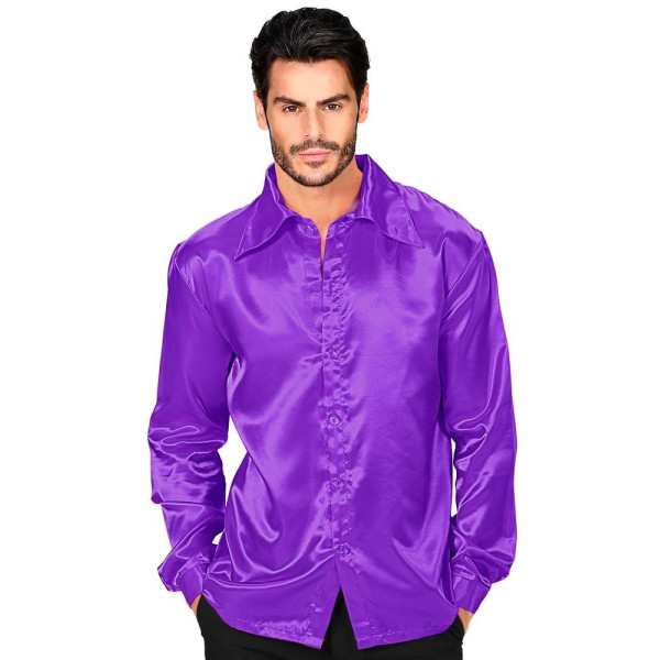 Camisa de Disco de los años 70´s de color Violeta para Adulto