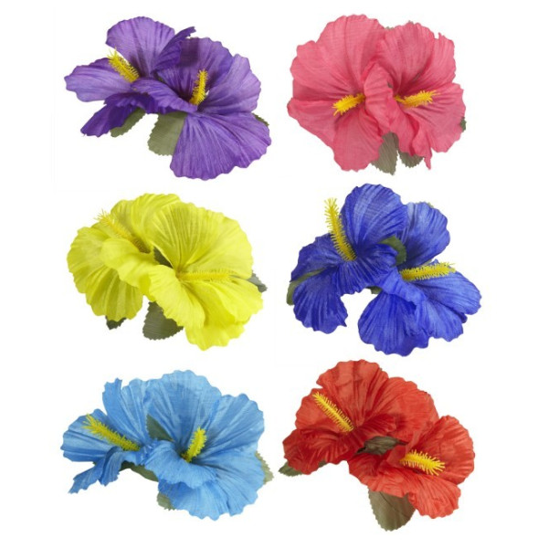 Flor de Hibiscus con Clip para Cabello Varios Colores